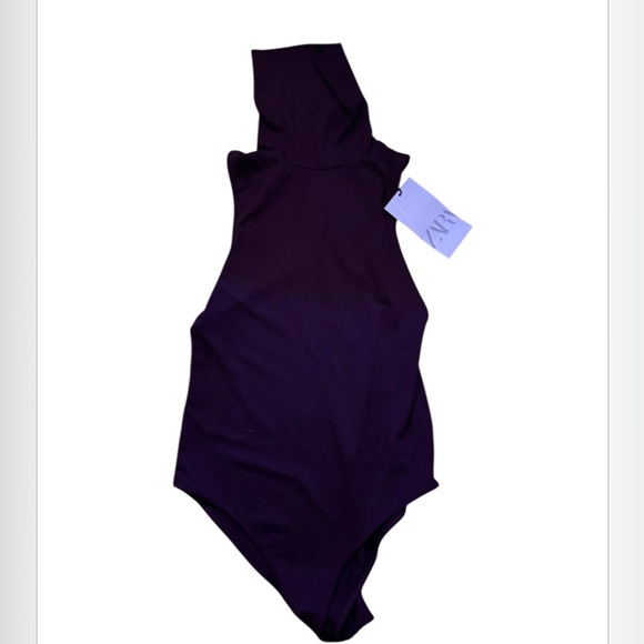 Zara NWT Women’s High-Neck Sleeveless Bodysuits in Burgundy & Royal Blue - Picture 7 of 9